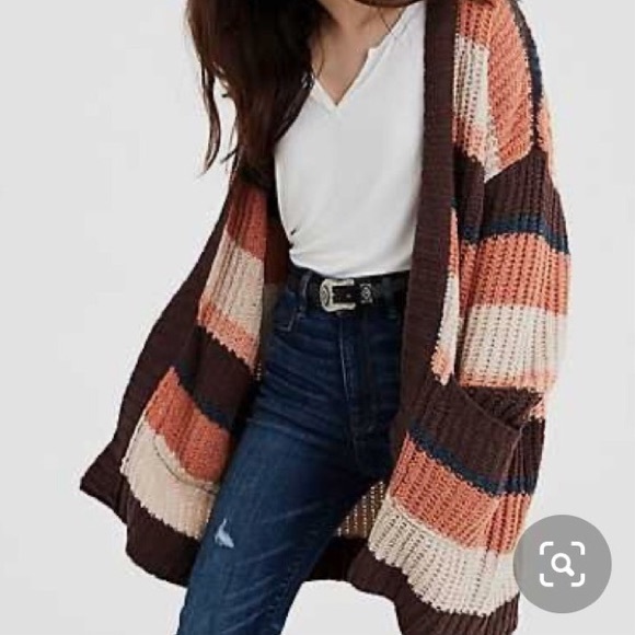 Chunky Striped Chenille Cardigan 